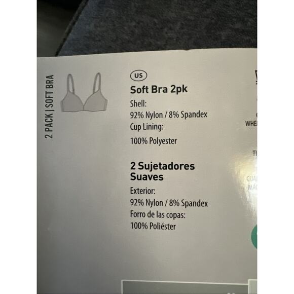 NWT Serra 2 Pack Soft Bra Size LG 12-14 Set of 2 Gray and Pink NEW IN BOX - Picture 4 of 11